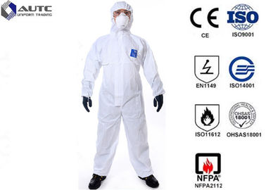 L White PE Laminated Fabric With SMS Non-Woven Chemical Resistant Coveralls