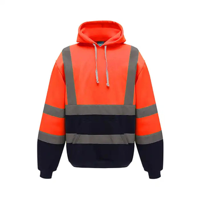 Construction Site Long Sleeve Plus Fleece Zipper Reflective Hoodie Outdoor Highlight Safety American Size Cardigan Coat