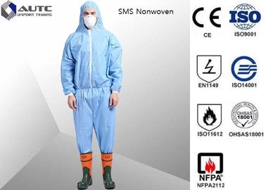 L White PE Laminated Fabric With SMS Non-Woven Chemical Resistant Coveralls